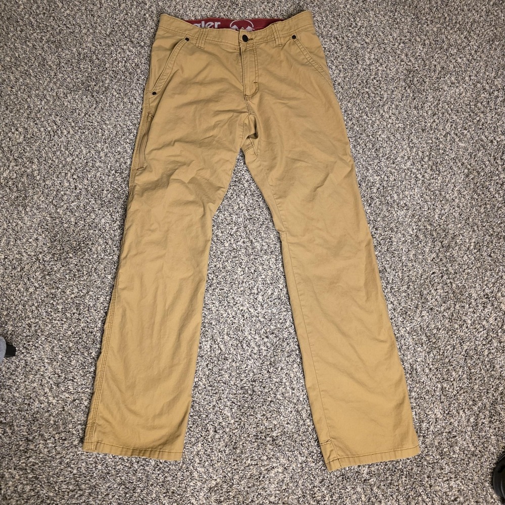 Wrangler Pants Mens 31x32 Beige Khakis Straight Leg Zip Pocket Chino Casual